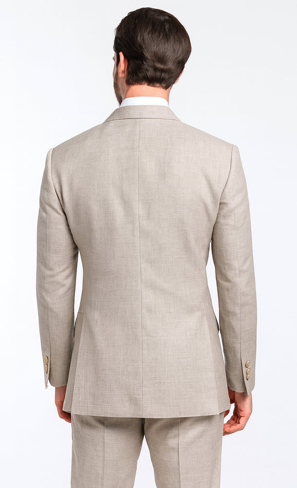Rossiman Men’s Light Brown Wool Suit – Classic Fit with Baggy Pleated Wide-Leg Trousers