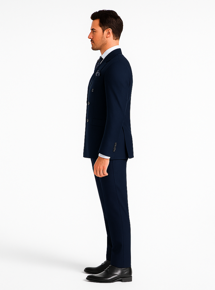 Rossiman Men’s Blue Slim Fit Suit | Modern Tailored Formalwear – Italian 3-Piece Elegant Suit for Men