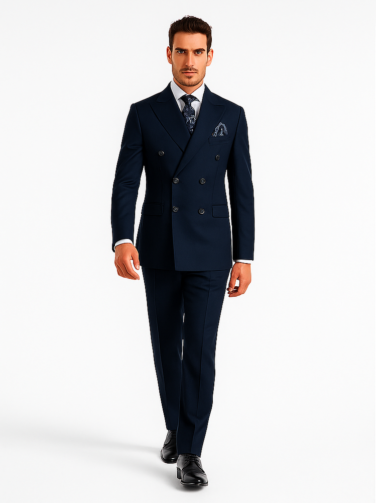 Rossiman Men’s Blue Slim Fit Suit | Modern Tailored Formalwear – Italian 3-Piece Elegant Suit for Men