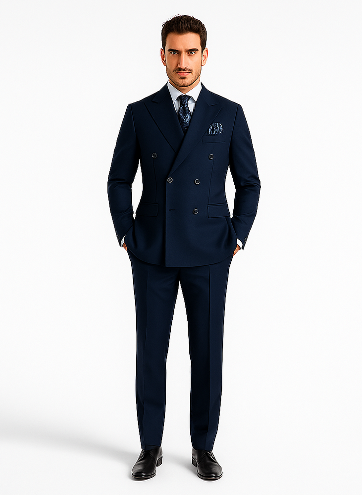 Rossiman Men’s Blue Slim Fit Suit | Modern Tailored Formalwear – Italian 3-Piece Elegant Suit for Men