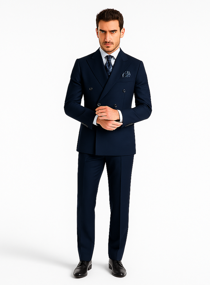 Rossiman Men’s Blue Slim Fit Suit | Modern Tailored Formalwear – Italian 3-Piece Elegant Suit for Men
