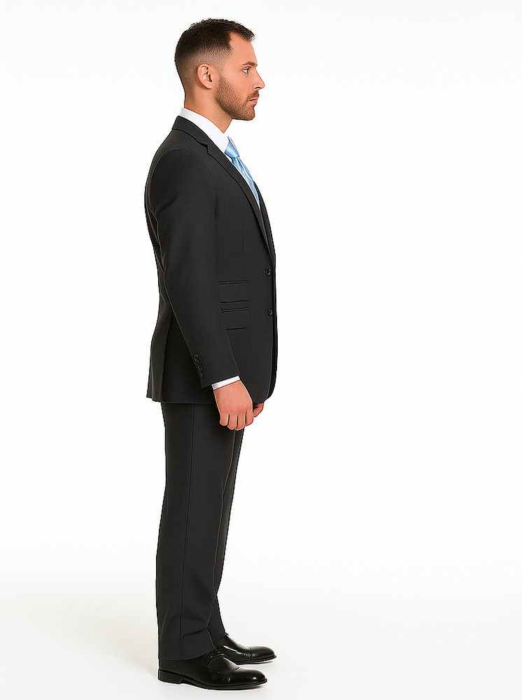 Rossiman Men’s Dark Gray Slim Fit Suit | 3-Piece Vested Set with Flat Front Pants – Italian Tailored Modern Elegance