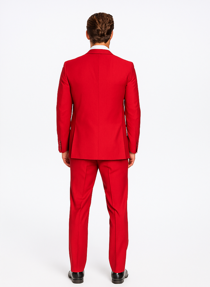 Rossiman Men’s Red Slim Fit Suit | Stylish Double-Breasted Jacket – Italian Tailored 3-Piece Luxury Suit for Men