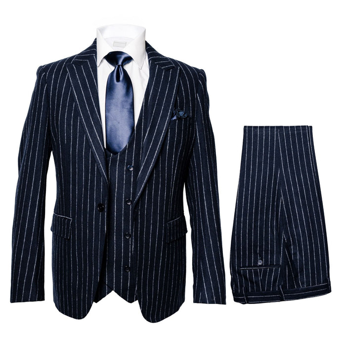 Rossiman Chancellor Navy Pinstripe 3-Piece Prestige Suit