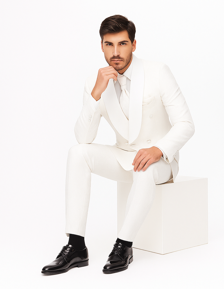 Rossiman Rossi Men’s Dress Suit | Classic Tailored Formalwear – Italian Slim Fit Luxury Suit for Men