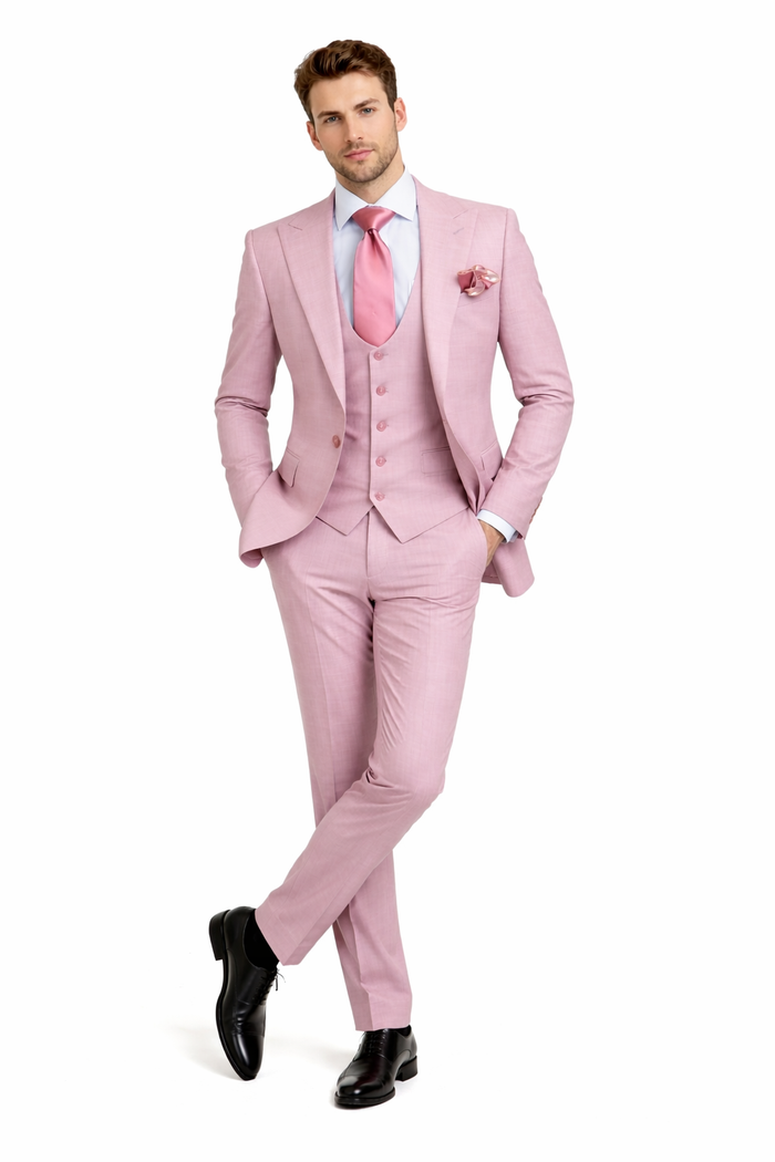 Blush Royale Pink 3-Piece Couture Suit by Rossiman