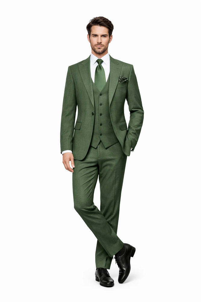 Forest Chancellor Green 3-Piece Tailored Luxe Suit by Rossiman