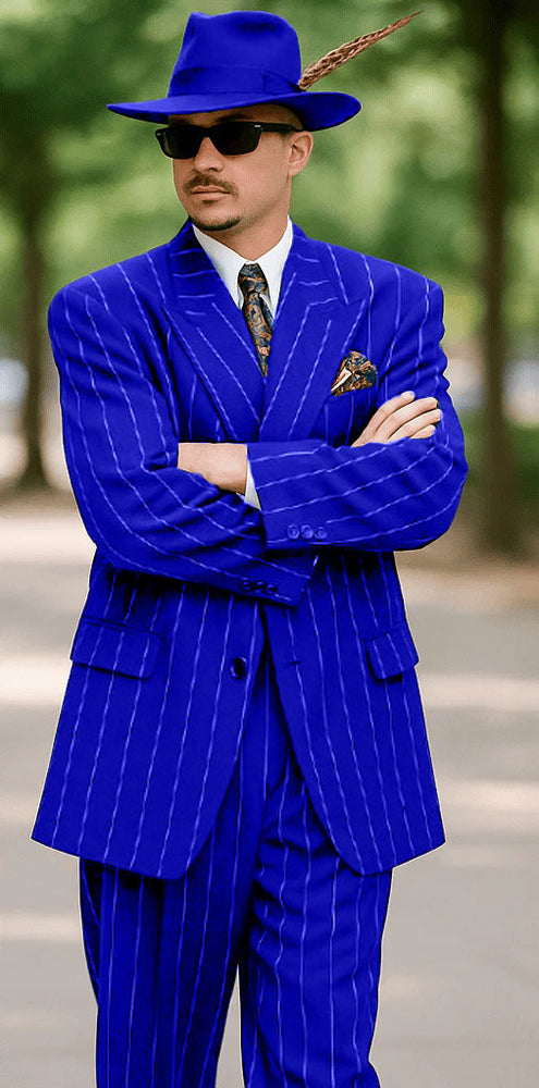 Dark Navy Blue Pinstripe Zoot Suit - Gangster Suit - 1920 Suit