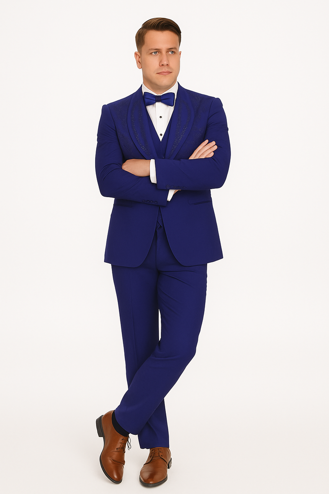 Royal Blue Italian Wool 3-Piece Modern Fit Tuxedos