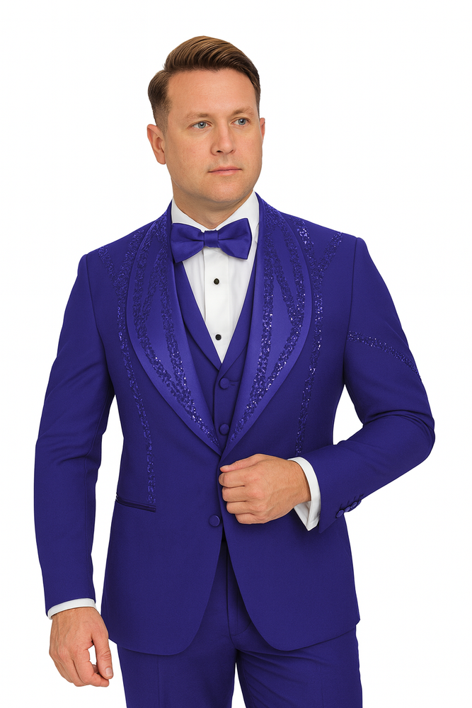 Royal Blue Italian Wool 3-Piece Modern Fit Tuxedos