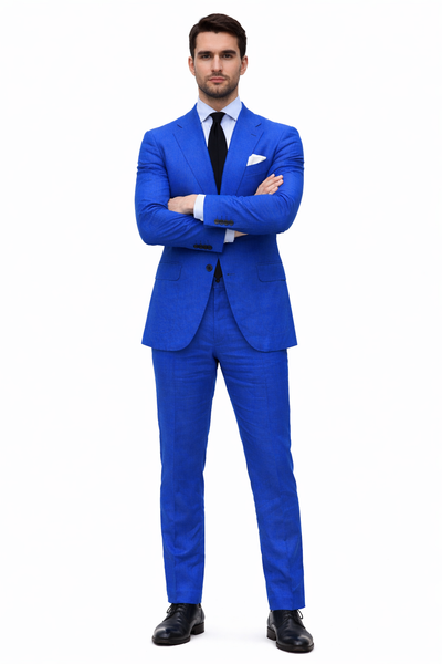 Royal Blue Linen Suit - Royal Blue Linen Suit - Royal Blue Tiffany Color