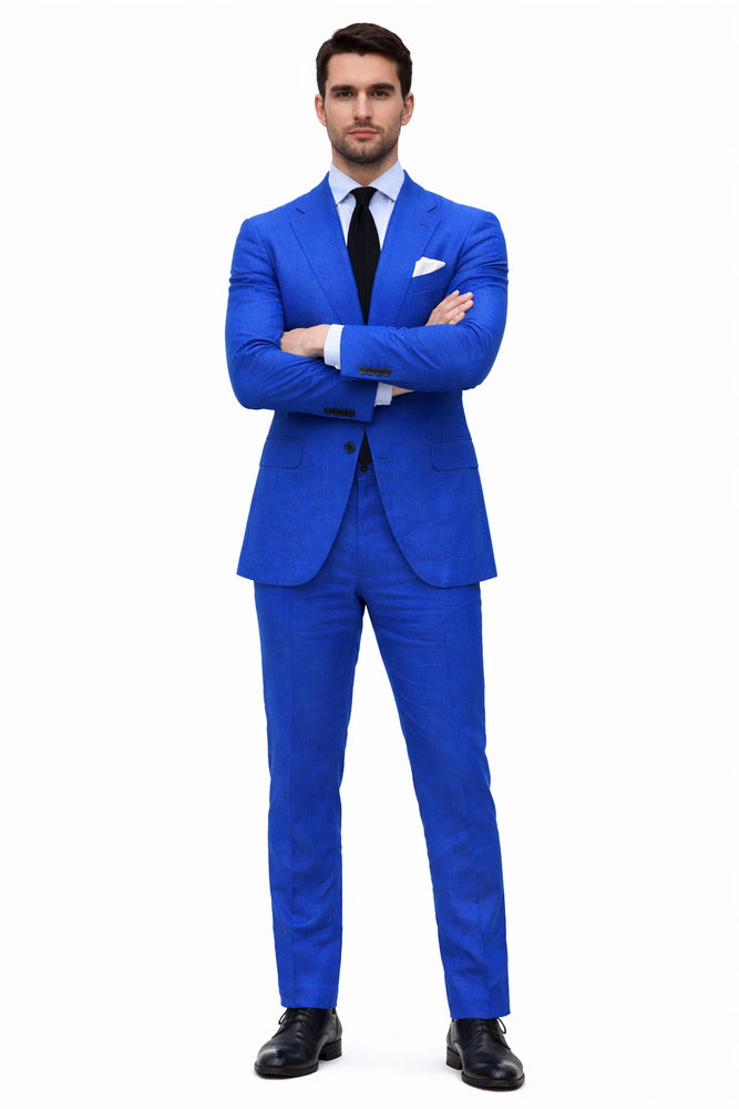 Royal Blue Linen Suit - Royal Blue Linen Suit - Royal Blue Tiffany Color