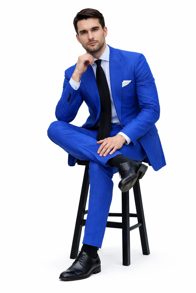 Royal Blue Linen Suit - Royal Blue Linen Suit - Royal Blue Tiffany Color