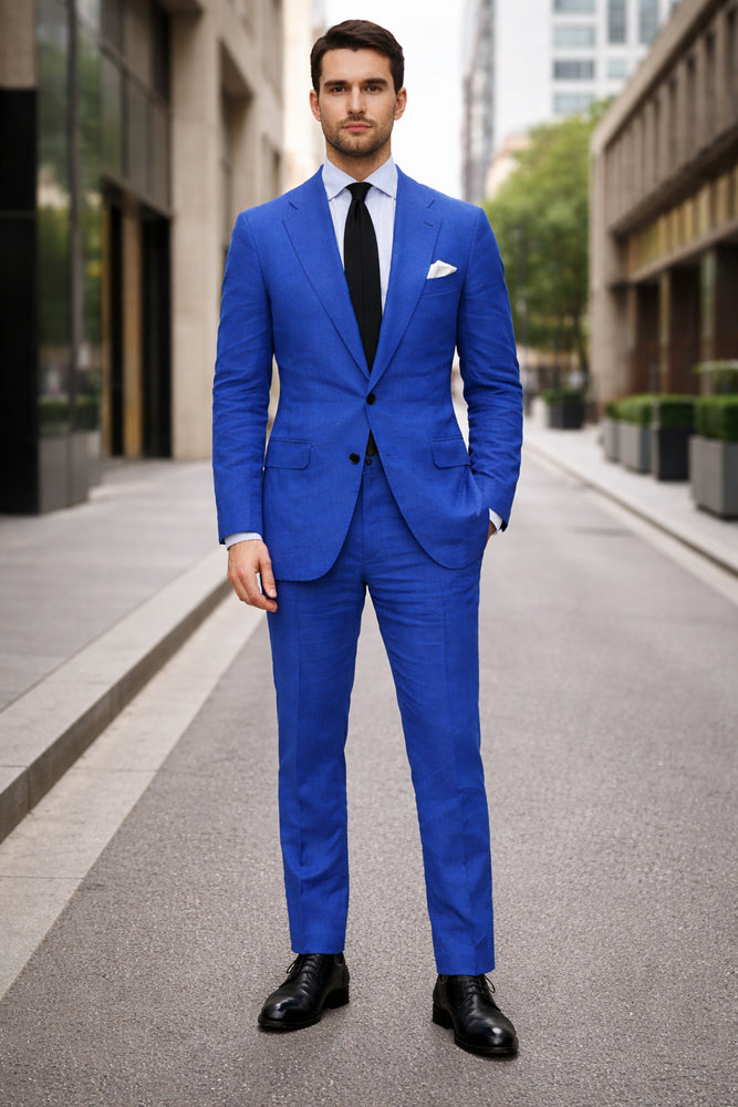 Royal Blue Linen Suit - Royal Blue Linen Suit - Royal Blue Tiffany Color