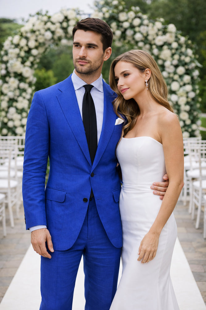 Royal Blue Linen Suit - Royal Blue Linen Suit - Royal Blue Tiffany Color