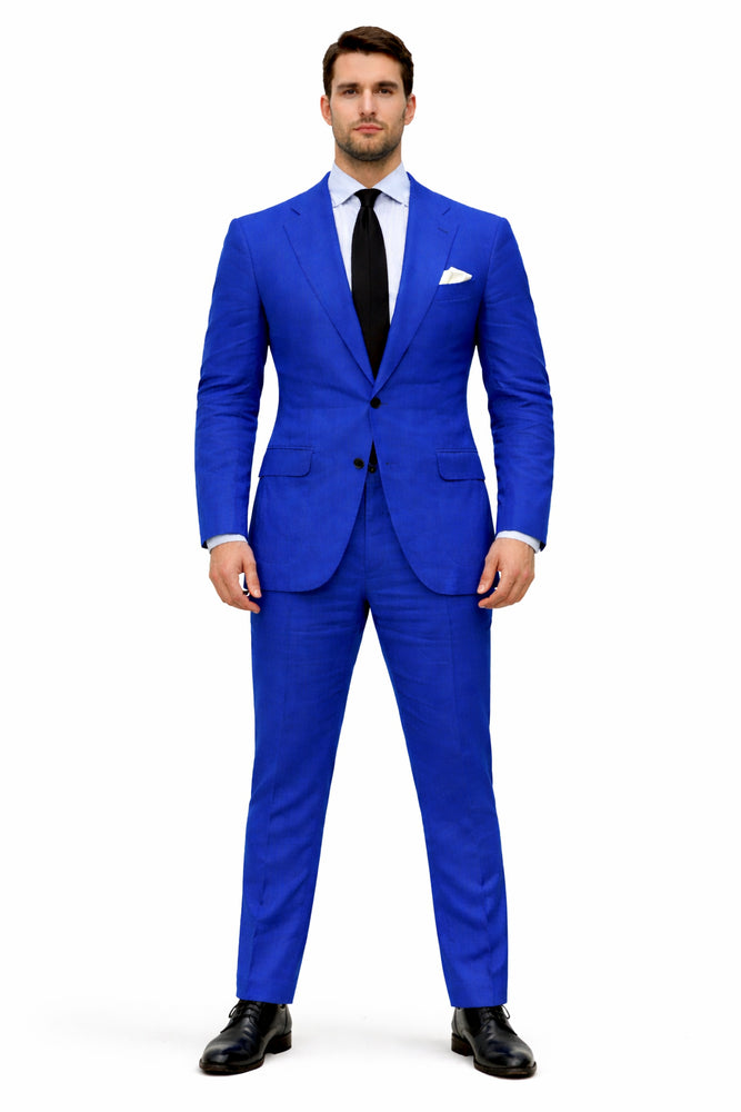 Royal Blue Linen Suit - Royal Blue Linen Suit - Royal Blue Tiffany Color