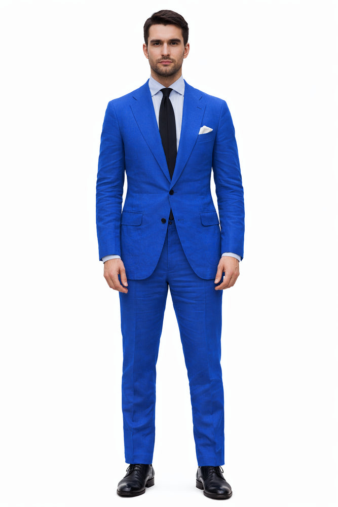 Royal Blue Linen Suit - Royal Blue Linen Suit - Royal Blue Tiffany Color