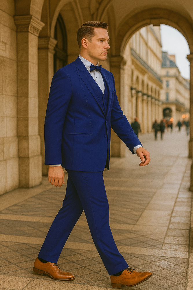 Royal Blue Italian Wool 3-Piece Modern Fit Tuxedos