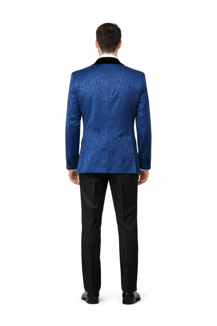 Rossiman Royal Midnight Blue Velvet-Lapel 3-Piece Gala Tuxedo Suit