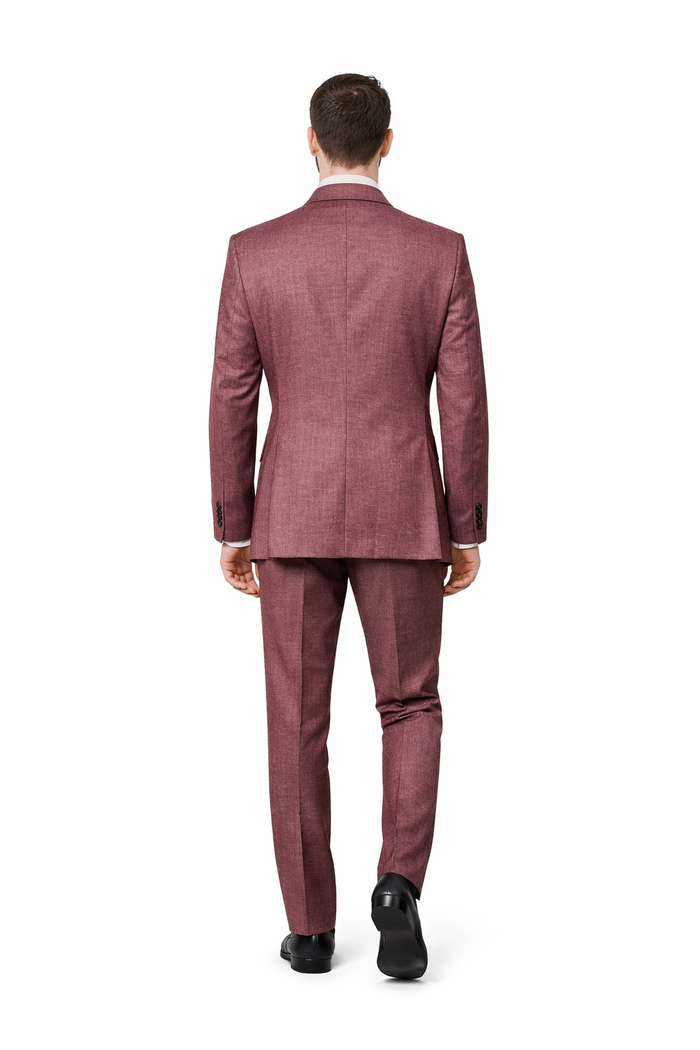 Ruby Wine 3-Piece Modern Elegant Wedding Suit with Blush