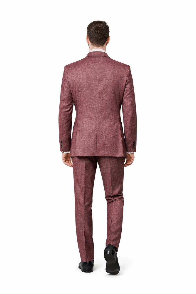 Ruby Wine 3-Piece Modern Elegant Wedding Suit with Blush