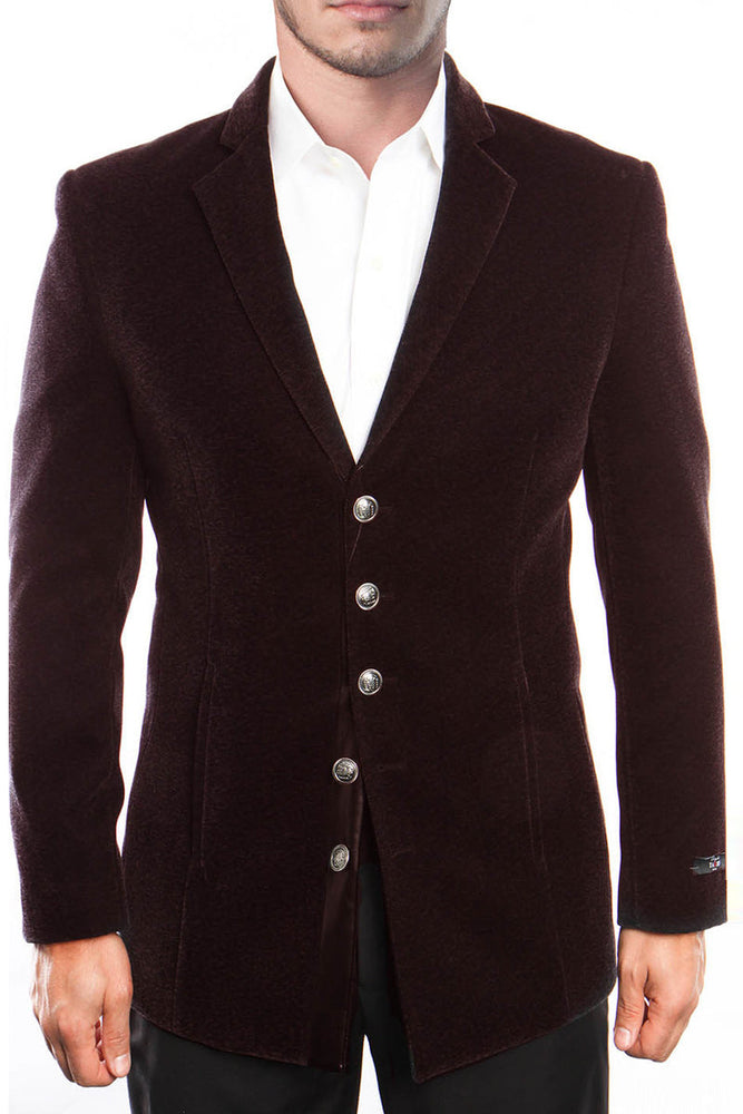 Men's Vintage Velvet Blazer in Burgundy