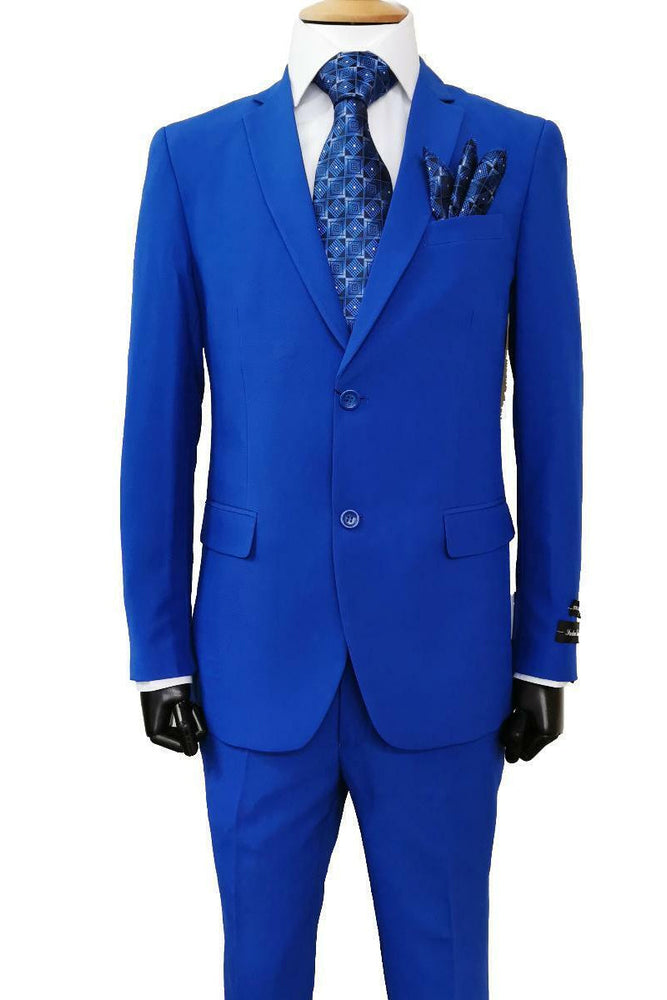 2 Button Poplin Suit in Royal Blue
