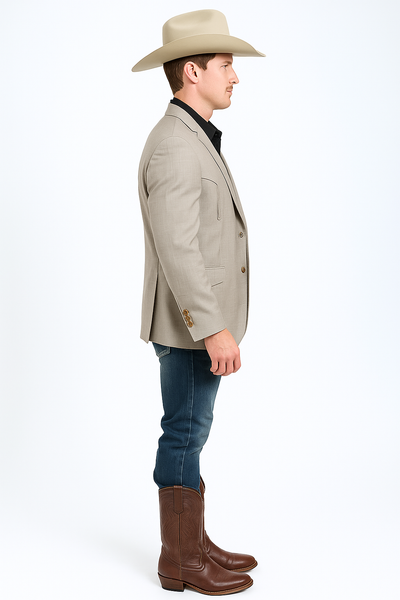 Western Blazer - Saco Para Hombre - Mens Double Button Western Taupe Blazer