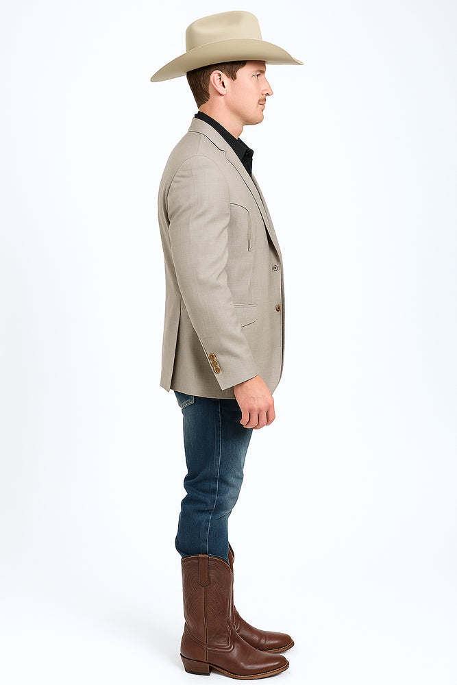 Western Blazer - Saco Para Hombre - Mens Double Button Western Taupe Blazer