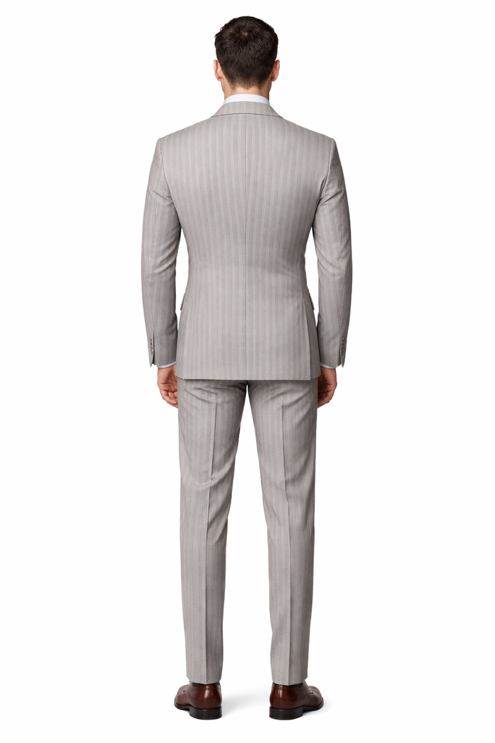 Sandstone Regent Double-Breasted Stripe Suit by Rossiman