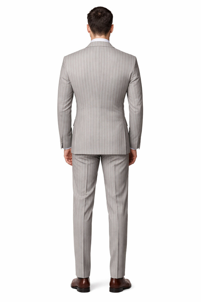 Sandstone Regent Double-Breasted 3-Piece Stripe Suit by Rossiman