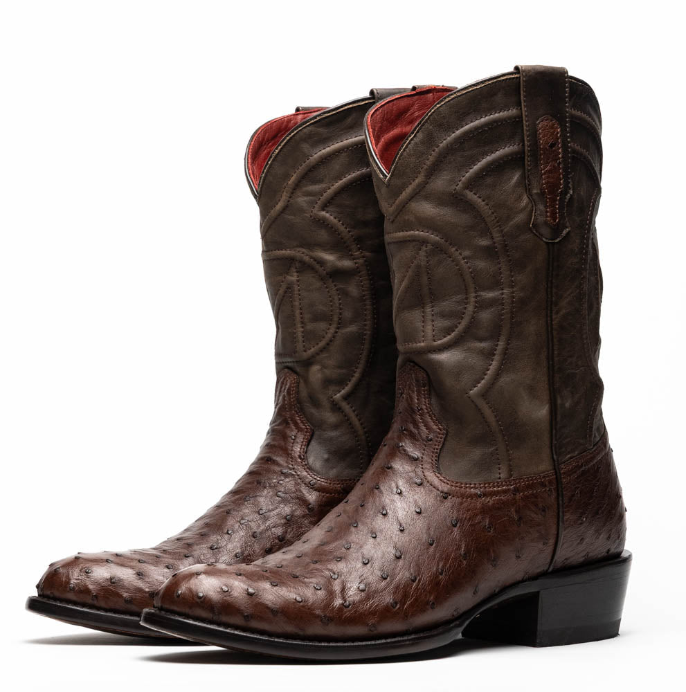 Marco Di Milano Savannah Kango Tabae Ostrich Quill Round Toe Cowboy Boots