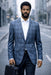 Indigo Blazer Mens Plaid Jacket Single Breasted