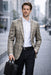 Tan Blazer Mens Plaid Jacket Single Breasted