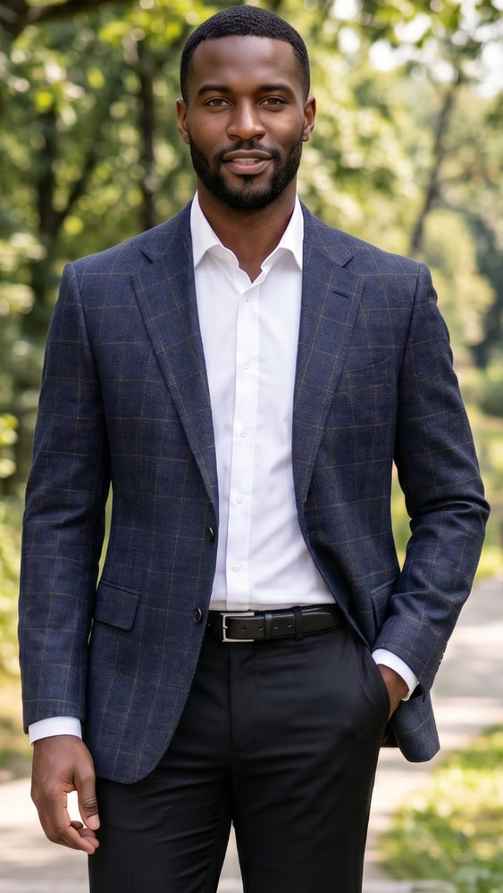 Cobalt Plaid Blazer Mens Jacket