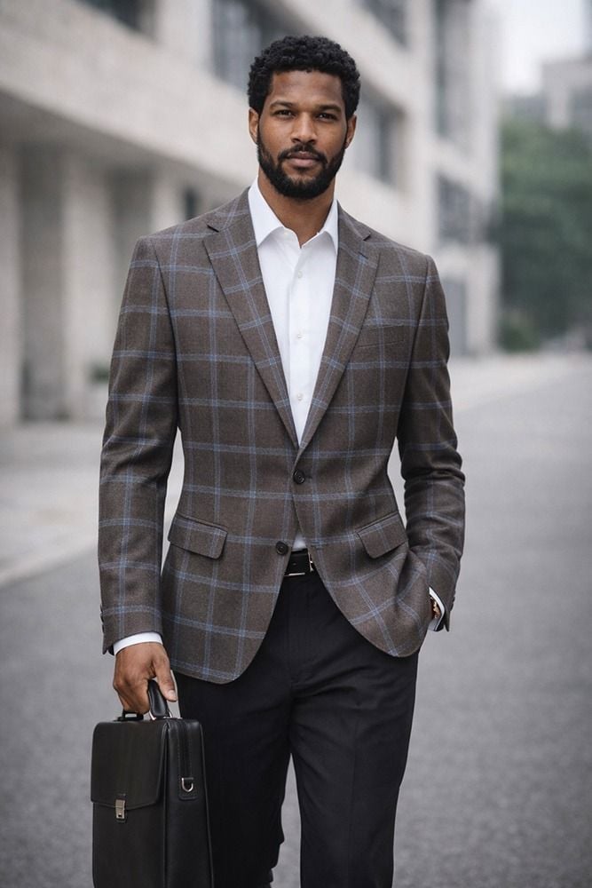 Brown Blazer Single Breasted Jacket