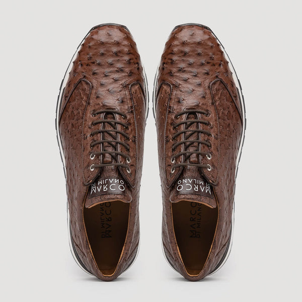 Marco Di Milano Scanno Brown Ostrich Quill Sneakers