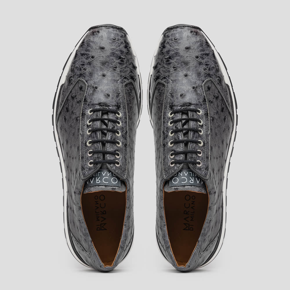 Marco Di Milano Scanno Gray Ostrich Quill Sneakers