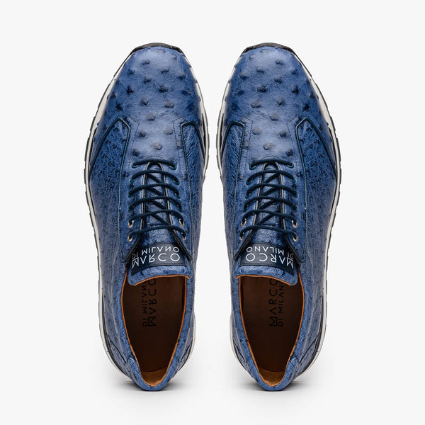 Marco Di Milano Scanno Navy Ostrich Quill Sneakers