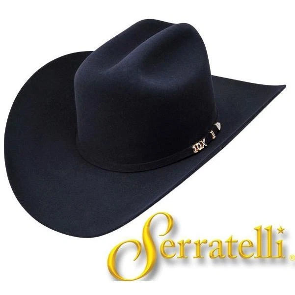 Serratelli 10X Cali Style Black 3 1/2" Brim Western Cowboy Hat All Sizes
