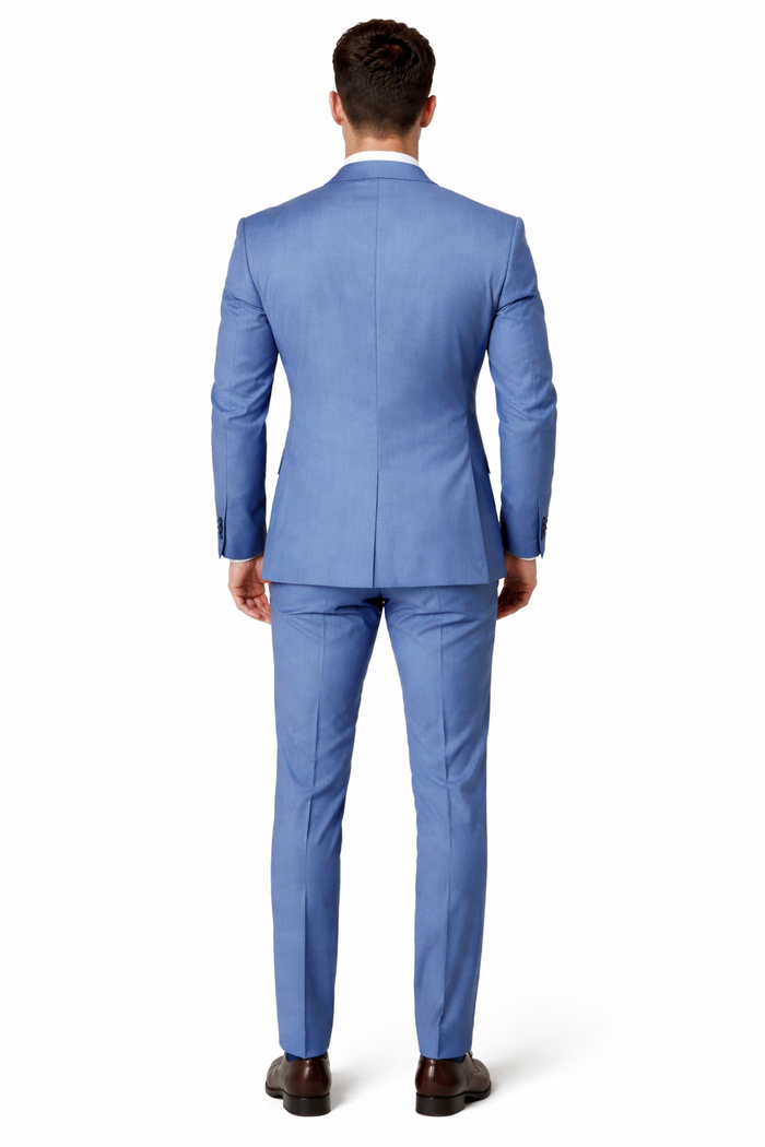 Sharkskin Textured 3-Piece Steel Blue - Dusty Blue Suit