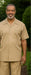 short-sleeve-tan-casual-two-piece-walking-outfit-for-sale-pant-sets-shirt-with-pant-set