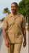 short-sleeve-tan-casual-two-piece-walking-outfit-for-sale-pant-sets-shirt-with-pant-set