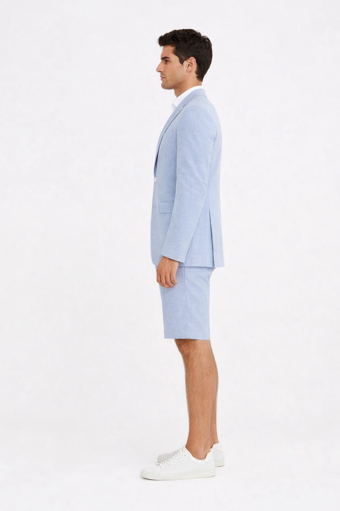 Shorts Set Pants Light Blue Summer Suit For Men
