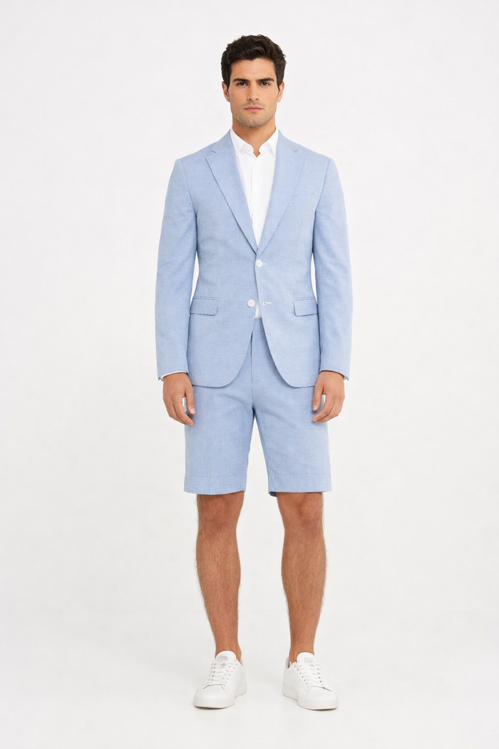 Shorts Set Pants Light Blue Summer Suit For Men