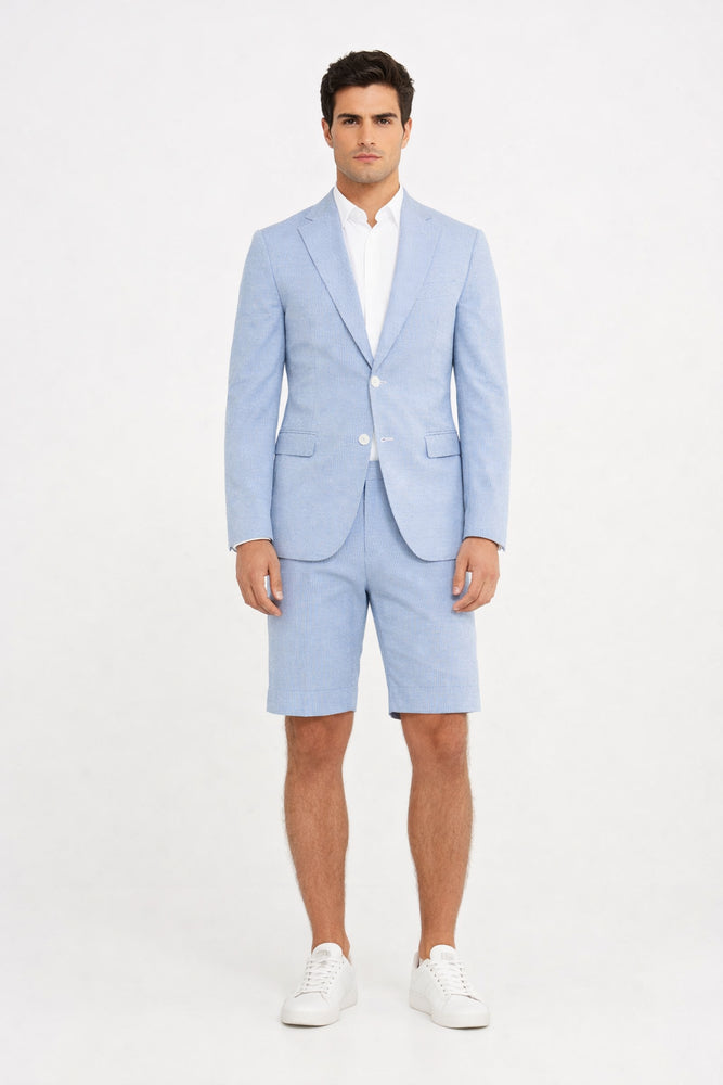 Shorts Set Pants Light Blue Summer Suit For Men