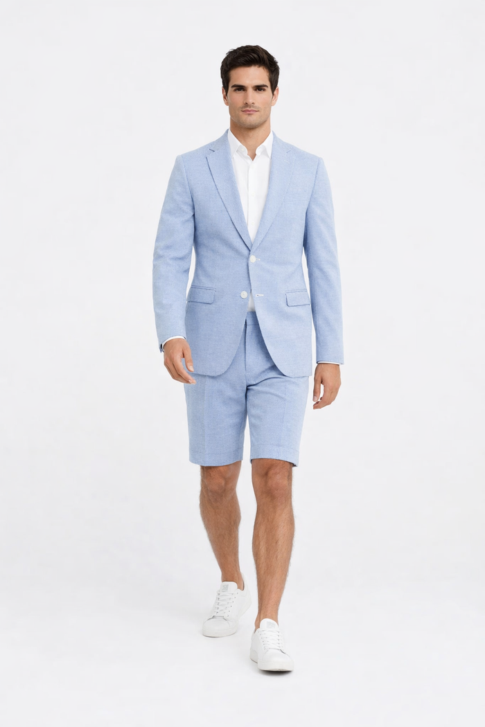 Shorts Set Pants Light Blue Summer Suit For Men