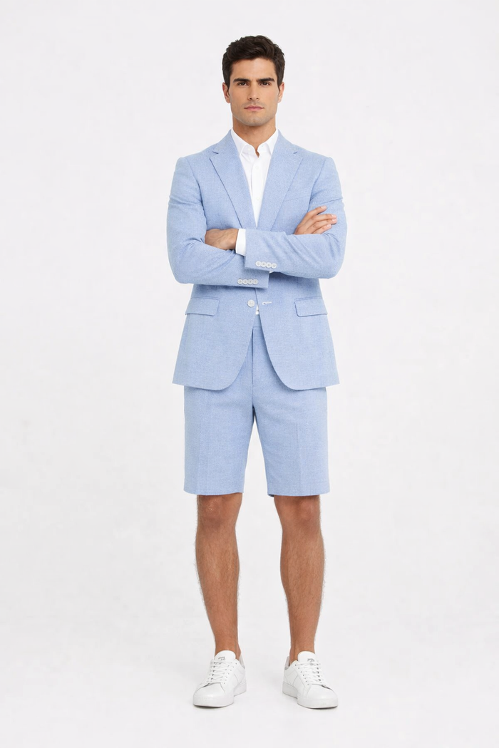 Shorts Set Pants Light Blue Summer Suit For Men