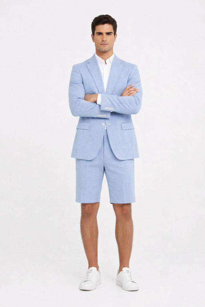 Shorts Set Pants Light Blue Summer Suit For Men