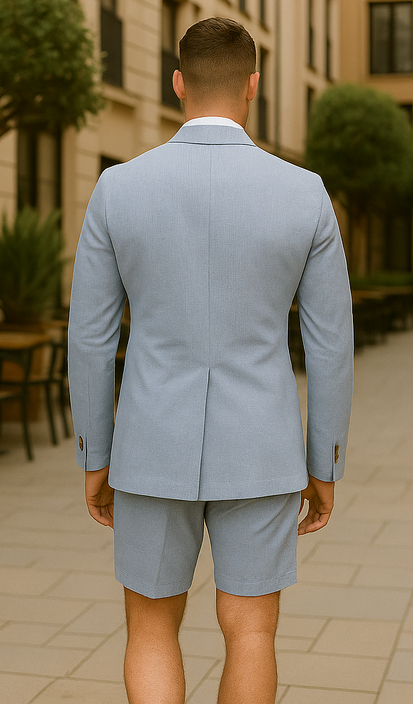 Shorts Set Pants Light Blue Summer Suit For Men